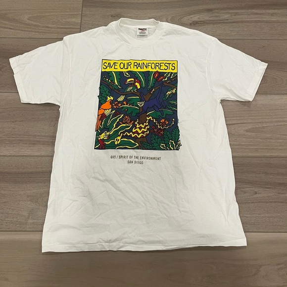 Vintage San Diego Zoo Shirt Mens XL White Save Our Rainforests Single Stitch - Picture 1 of 9